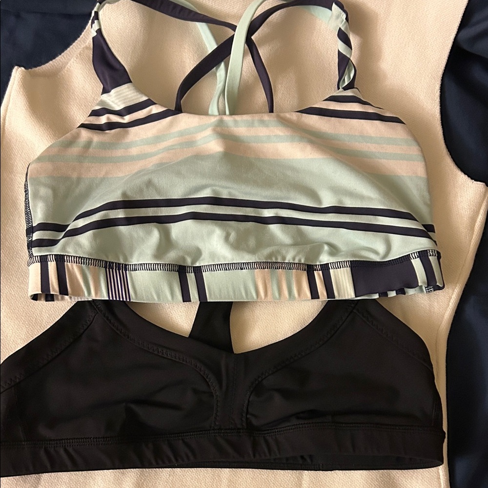 Bundle sale !!!Lululemon Athletica Pastel Striped and Black Sports Bras